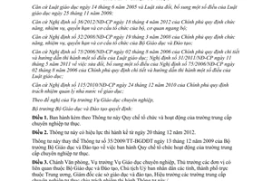 Thông tư 39/2012/TT-BGDĐT Quy chế tổ chức hoạt động của trường trung cấp