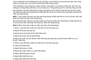 Thông tư 18/2012/TTLT-BYT-BGTVT tiêu chuẩn sức khoẻ điều kiện cơ sở y tế