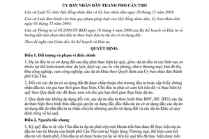 Quyết định 27/2012/QĐ-UBND ký quỹ thực hiện dự án đầu tư có sử dụng đất Cần Thơ