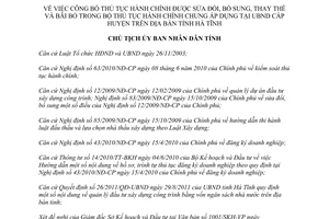 Quyết định 3277/QĐ-UBND 2012 thủ tục hành chính sửa đổi thay thế bãi bõ Hà Tĩnh