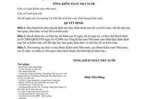 Quyết định 08/2012/QĐ-KTNN danh mục hồ sơ kiểm toán chế độ nộp lưu bảo quản