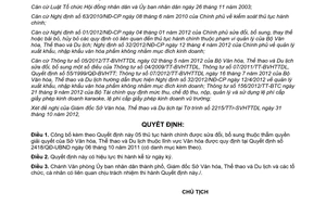 Quyết định 2804/QĐ-UBND năm 2012 công bố thủ tục hành chính của Sở Văn hóa