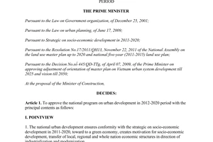Decision No. 1659/QD-TTg approving the national program on urban development
