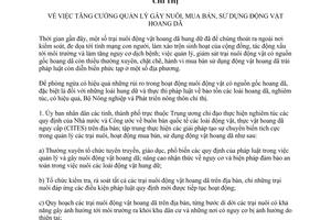 Chỉ thị 3837/CT-BNN-TCLN năm 2012 quản lý gây nuôi mua bán sử dụng động vật hoang dã