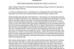 Nghị quyết 73/NQ-CP năm 2012 phiên họp Chính phủ thường kỳ tháng 10