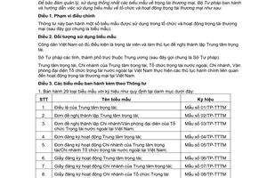 Thông tư 12/2012/TT-BTP biểu mẫu tổ chức hoạt động trọng tài thương mại