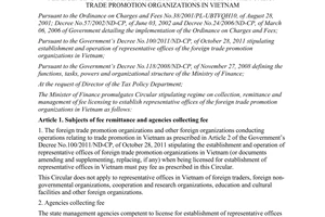 Circular No. 187/2012/TT-BTC fee licensing to establish representative offices