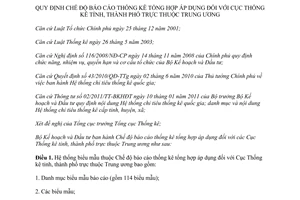 Thông tư 08/2012/TT-BKHĐT Chế độ báo cáo thống kê tổng hợp