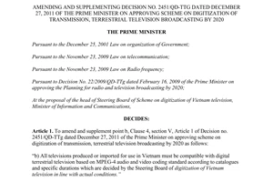 Decision No. 1671/QD-TTg amending Decision No. 2451/QD-TTg television broadcasting by 2020