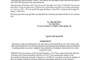 Thông báo hiệu lực Hiệp định hợp tác phát triển về chuyển hóa carbon thấp