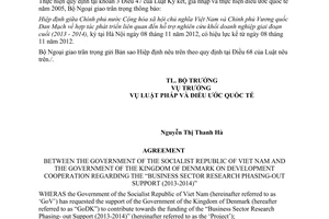 Thông báo hiệu lực Hiệp định hợp tác phát triển liên quan đến hỗ trợ nghiên cứu