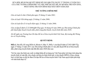 Quyết định 1671/QĐ-TTg năm 2012 sửa đổi Quyết định 2451/QĐ-TTg