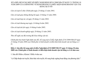 Nghị định 93/2012/NĐ-CP sửa đổi Nghị định 91/2009/NĐ-CP