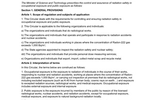 Circular No. 19/2012/TT-BKHCN on occupational radiation protection and public