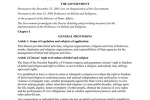 Decree No. 92/2012/ND-CP detailing and providing measures for the implementation