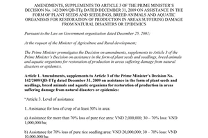 Decision 49/2012/QD-TTg amendments Article 3 142/2009/QD-TTg