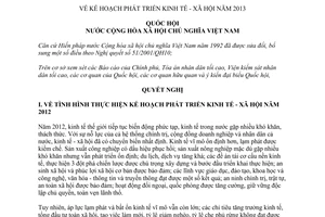Nghị quyết 31/2012/QH13 kế hoạch phát triển kinh tế - xã hội năm 2013