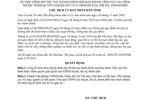 Quyết định 2609/QĐ-UBND năm 2012 công bố thủ tục hành chính lĩnh vực Gia đình