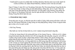 Thông báo 376/TB-VPCP ý kiến kết luận của Phó Thủ tướng Hoàng Trung Hải