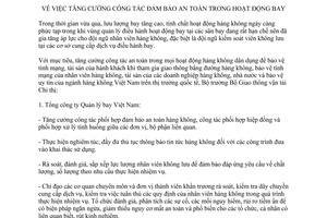 Chỉ thị 13/CT-BGTVT năm 2012 tăng cường công tác đảm bảo an toàn hoạt động bay