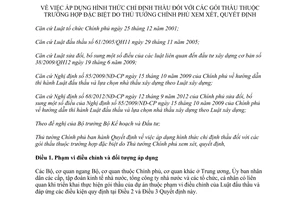 Quyết định 50/2012/QĐ-TTg áp dụng hình thức chỉ định thầu đối với gói thầu