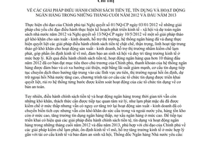 Chỉ thị 06/CT-NHNN năm 2012 chính sách tiền tệ tín dụng hoạt động ngân hàng