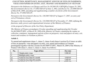 Circular No.190/2012/TT-BTC amending the Circular Circular No.66/2009/TT-BTC