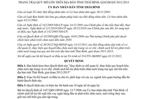 Quyết định 16/2012/QĐ-UBND quy hoạch khu chăn nuôi tập trung Thái Bình