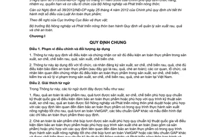 Thông tư 59/2012/TT-BNNPTNT Quy định quản lý sản xuất rau quả chè an toàn