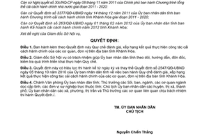 Quyết định 2824/QĐ-UBND 2012 đánh giá xếp hạng kết quả thực hiện cải cách hành chính Khánh Hòa