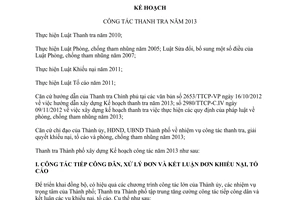 Kế hoạch 2593/KH-TTTP công tác thanh tra năm 2012