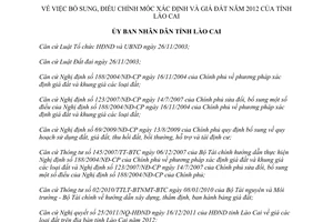 Quyết định số 3240/QĐ-UBND điều chỉnh mốc xác định và giá đất năm 2012 Lào Cai