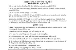 Nghị quyết 20/2012/NQ-HĐND phê duyệt mức vận động đóng góp Quỹ quốc phòng