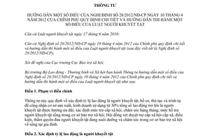 Thông tư 26/2012/TT-BLĐTBXH hướng dẫn Nghị định 28/2012/NĐ-CP