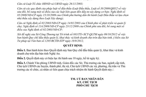 Quyết định 80/2012/QĐ-UBND Quy chế đấu thầu quản lý khai thác kinh doanh chợ