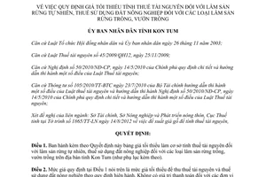 Quyết định 51/2012/QĐ-UBND quy định giá tối thiểu tính thuế tài nguyên đối với