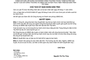 Quyết định 2295/QĐ-UBND năm 2012 thủ tục hành chính ngành công thương Tây Ninh
