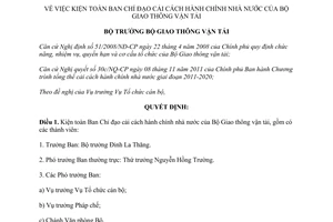 Quyết định 2919/QĐ-BGTVT năm 2012 kiện toàn Ban Chỉ đạo cải cách hành chính