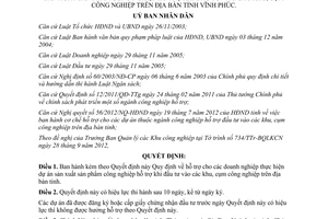 Quyết định 47/2012/QĐ-UBND Quy định hỗ trợ cho doanh nghiệp thực hiện dự án