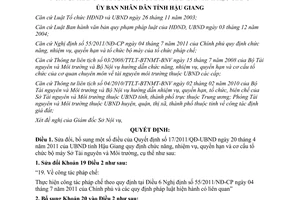 Quyết định 38/2012/QĐ-UBND sửa đổi Quyết định 17/2011/QĐ-UBND