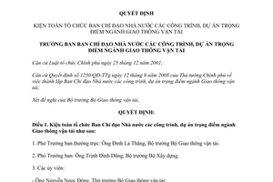 Công văn 985/CV-UBDT năm 2012 kiện toàn tổ chức Ban Chỉ đạo Nhà nước công trình