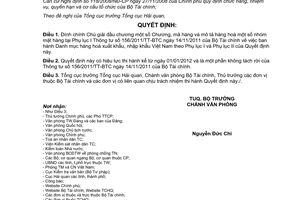 Quyết định 2914/QĐ-BTC năm 2012 đính chính Thông tư 156/2011/TT-BTC Danh mục