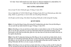 Quyết định 1724/QĐ-TTg năm 2012 thay đổi nhân sự Chủ tịch trách nhiệm Hội đồng