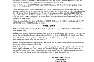 Quyết định 35/2012/QĐ-UBND Đơn giá dịch vụ công ích đô thị Lai Châu