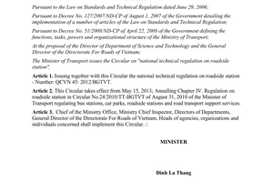 Circular No. 48/2012/TT-BGTVT promulgation of national technical regulation