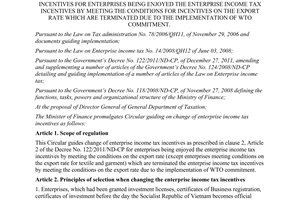 Circular No. 199/2012/TT-BTC guiding implementation of the Government’s Decree