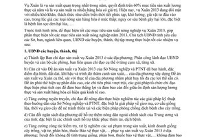 Chỉ thị 30/CT-UBND năm 2012 tăng cường công tác chỉ đạo sản xuất trồng trọt