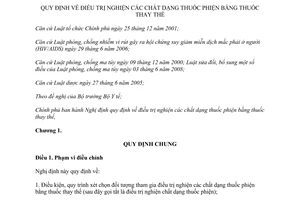 Nghị định 96/2012/NĐ-CP điều trị nghiện các chất dạng thuốc phiện