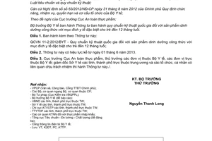 Thông tư 21/2012/TT-BYT Quy chuẩn kỹ thuật quốc gia đối với sản phẩm dinh dưỡng