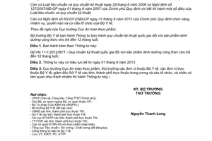 Thông tư 20/2012/TT-BYT Quy chuẩn kỹ thuật quốc gia đối với sản phẩm dinh dưỡng